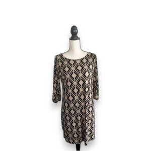 Enfocus Studio Black and Tan Sheath Dress with Dolman Sleeves